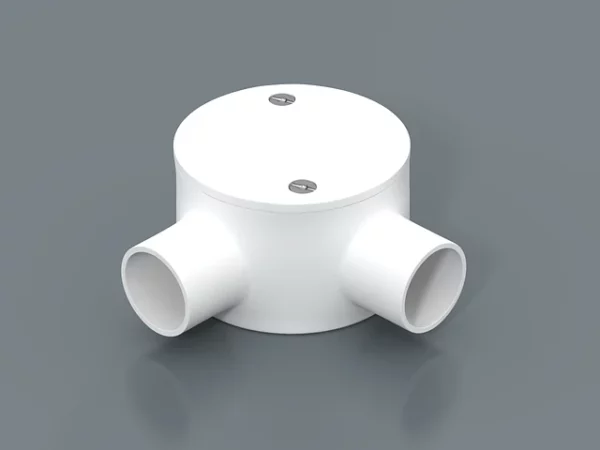 White Round Junction Box 2 Way Angle LSZH-FR HFT